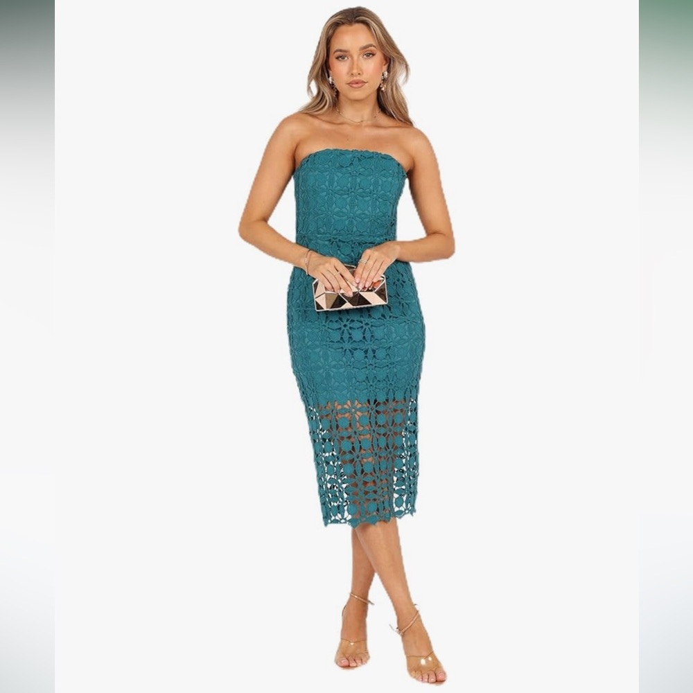 NEW Petal & Pup Womens Candice Strapless Lace Midi Dress (size 0)